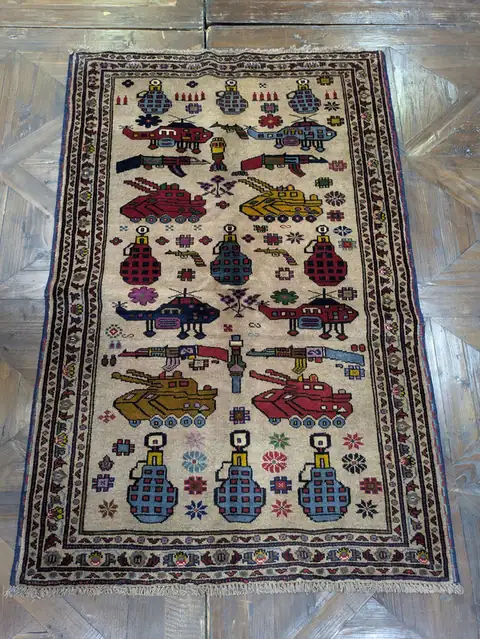 Handmade Afghan war rug number 2097, 140 x 92 cm
