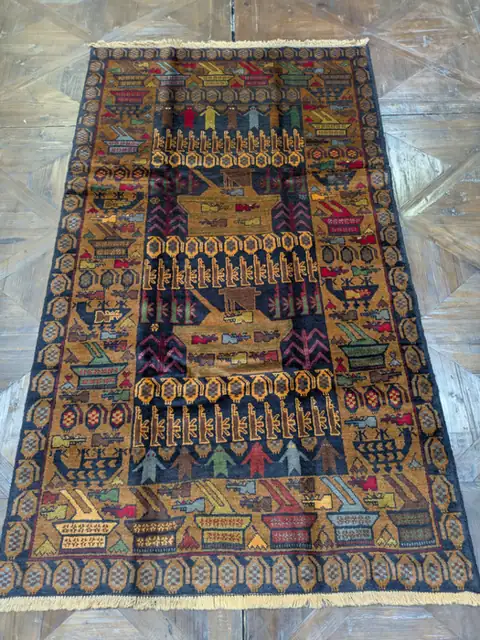 Handmade Afghan war rug number 2101, 202 x 114 cm