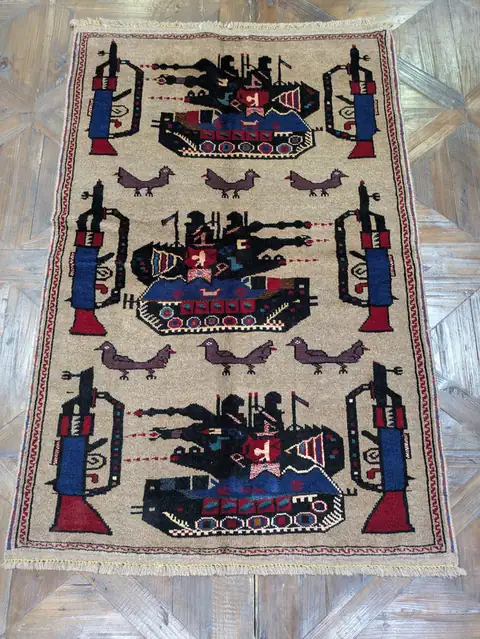 Handmade Afghan war rug number 2105, 134 x 85 cm